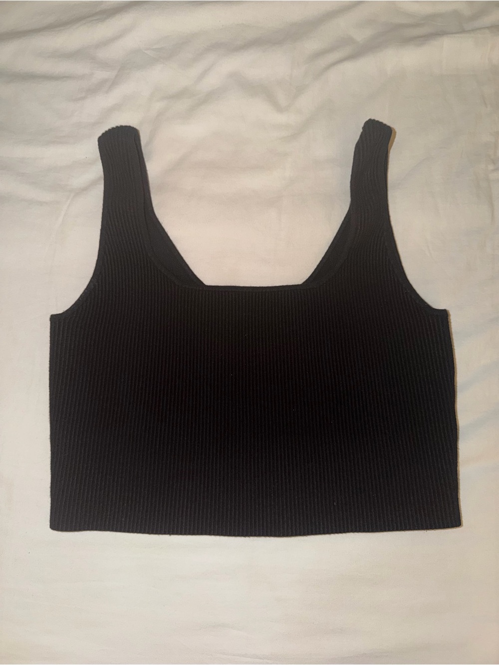 Abound Black Ribbed Square-Neck Crop Tank